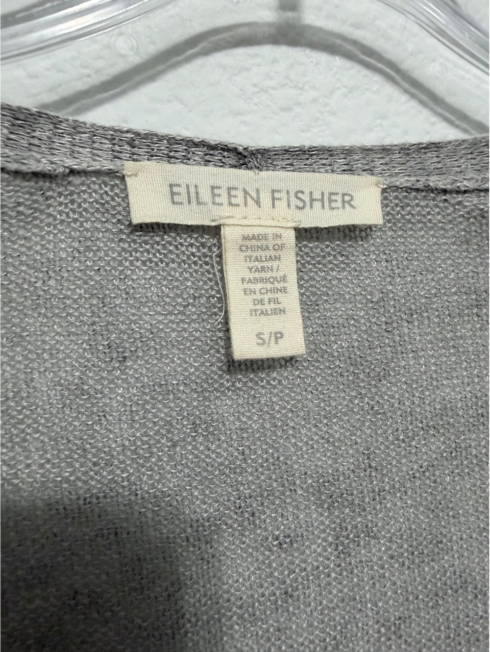 Eileen Fisher Sheer Gray Long Sleeve Linen Open Front Cardigan Sweater Size S - Picture 5 of 7